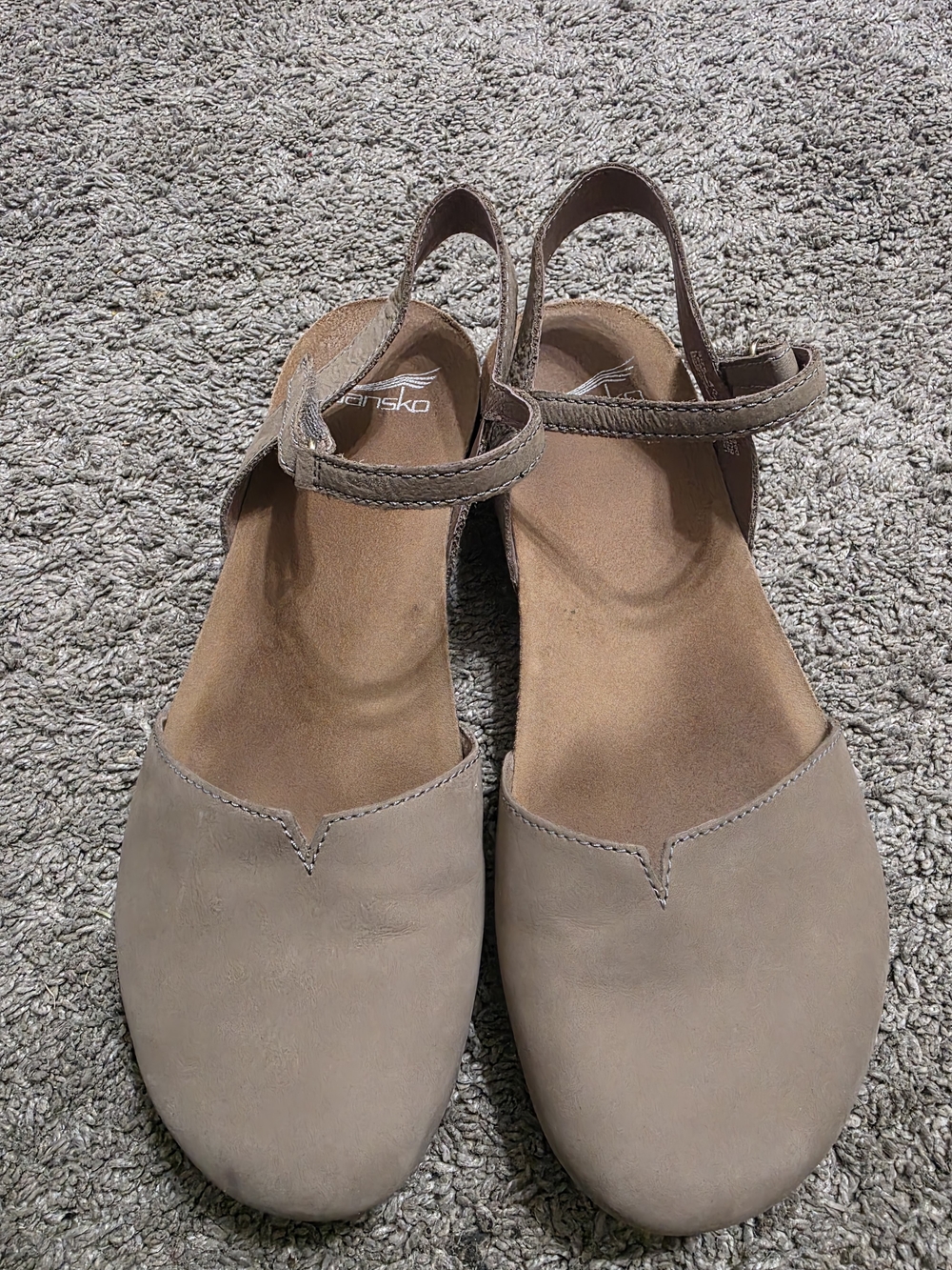 Dansko Taupe Nubuck Slingback Clogs